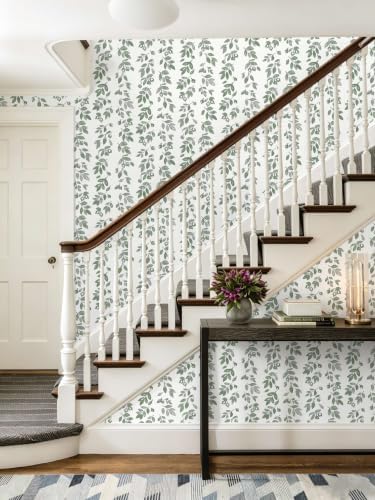 Ismoon Green Wallpaper Peel and Stick Vintage Wallpaper 17.3in x 28.21ft Green - Image 5