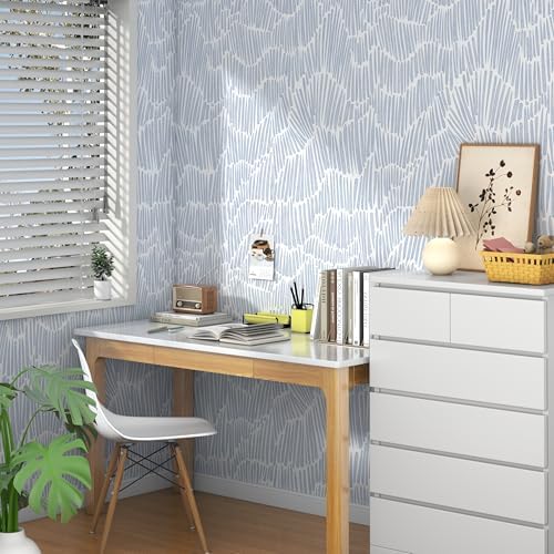 Theper Blue Peel and Stick Wallpaper Boho Striped Contact Paper 17.3"×787" - Image 6