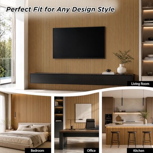 SMARTSTANDARD Wood Fluted Acoustic Wall Panels, Classic Oak - Image 3