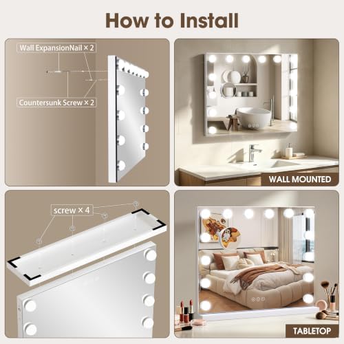 Vanity Mirror with Lights Lighted Makeup Mirror with Dimmable LED Bulbs - Image 4