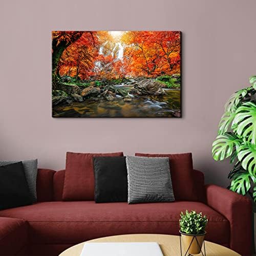 Waterfall Wall Art Sunset Nature River Landscape Picture Bedroom Decor 24x36" - Image 2
