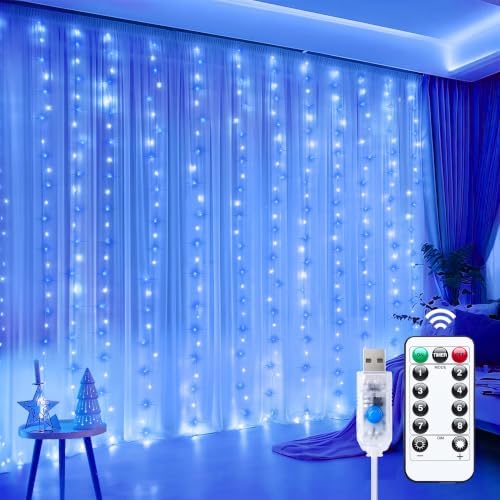 Minetom Curtain Lights, 300 LED Dimmable Twinkle Fairy Lights, 8 Modes by Minetom
