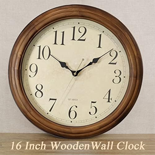 CHIRAY 16-Inch Solid Wood Silent Non-Ticking Decorative Wall Clock - Image 2