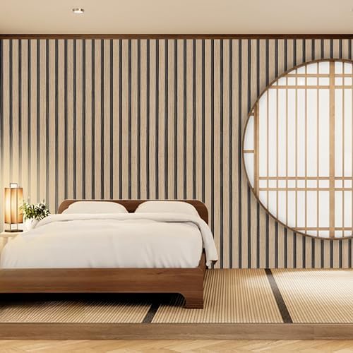 Wood Slat Peel and Stick Wallpaper 35.4"x200" Extra Wide Brown Vinyl Faux Wood - Image 5