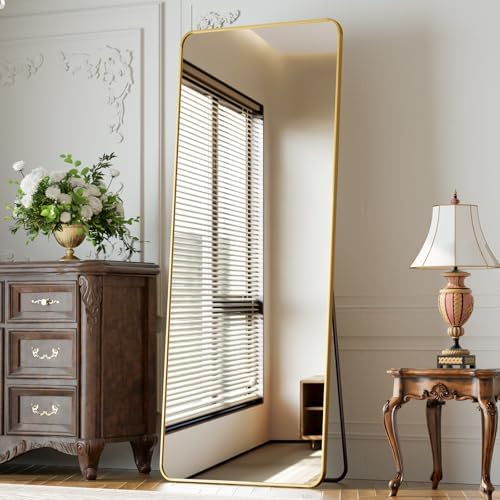 XRAMFY 65"x24" Floor Full Length Mirror Standing Full Body Rounded Corner by XRAMFY