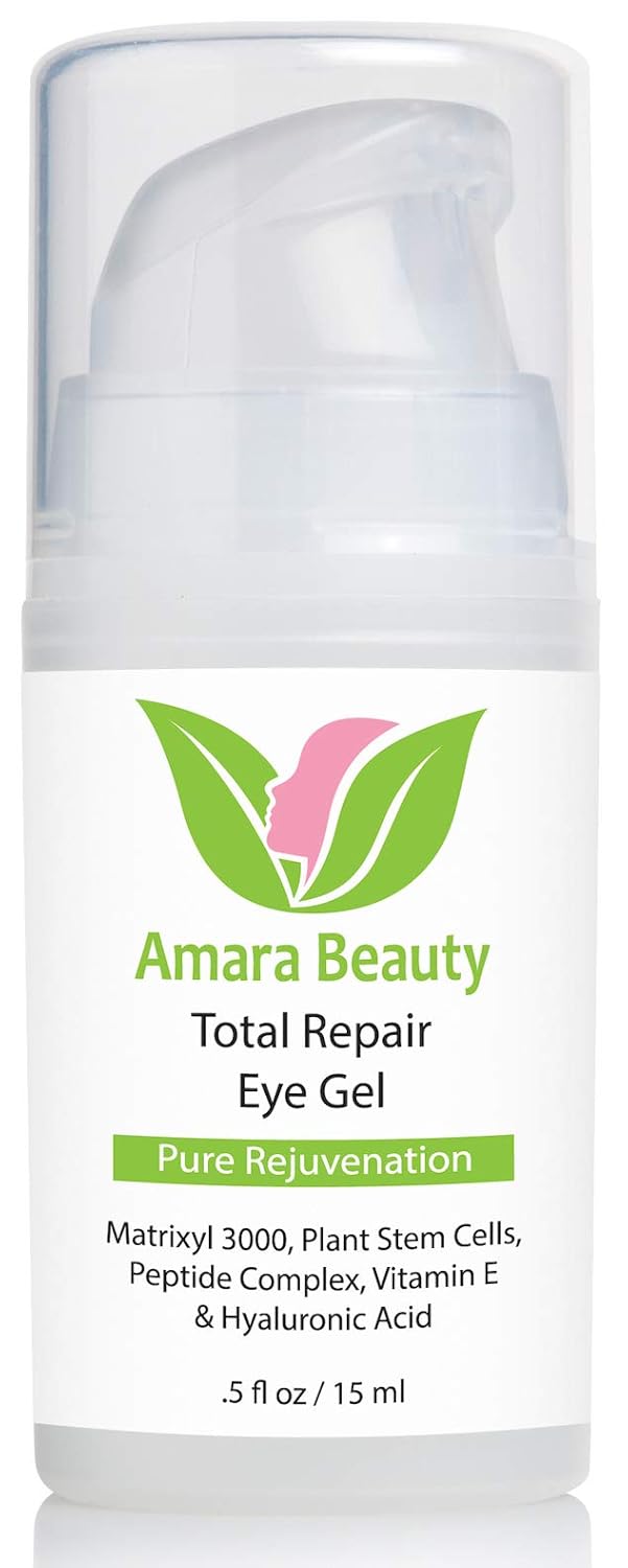 Amara Beauty Eye Cream Gel for Dark Circles and Puffiness with Peptides & Hyaluronic Acid, 0.5 fl. oz.