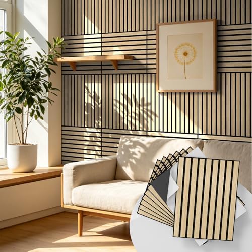 WADILE 24 Pack Self Adhesive Acoustic Wall Panels in Wood Look 11.8"x15.7" by WADILE