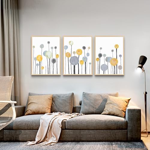 MHARTK66 3 Piece Natural Wood Framed Abstract Watercolor Painting Wall Art - Image 3