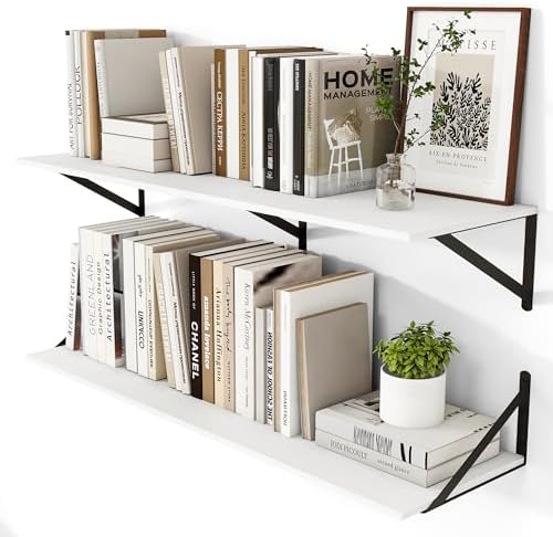 Heimlove 40W x 12D Deep Floating Shelves Set of 2 White by Heimlove