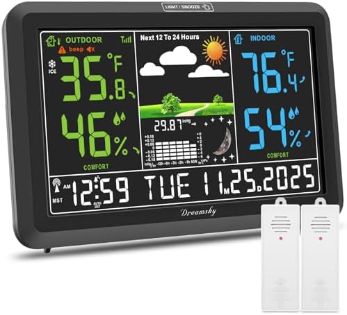 DreamSky Weather Station Indoor Outdoor Thermometer Wireless, Atomic Clock by DreamSky