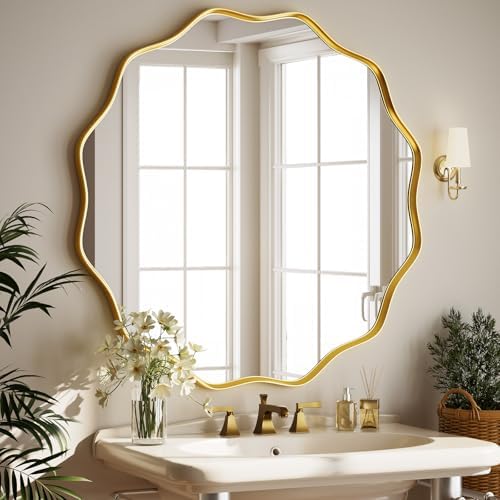 Gold Scalloped Circle Mirror - Image 2