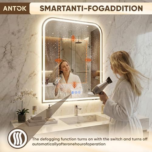 Antok LED Bathroom Mirror 24" L x 36" W, LED Mirror - Image 6