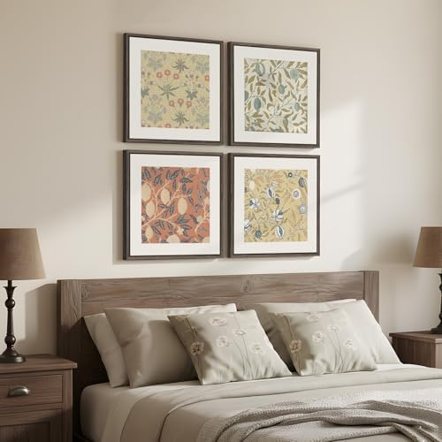 Framed Vintage William Morris Botanical Wall Art Set of 4, 12x12 In - Image 6