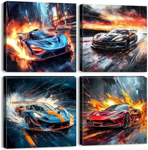 Abstract Lamborghini Car Wall Art Cool Sports Car Pictures Wall Decor by YOOOAHU