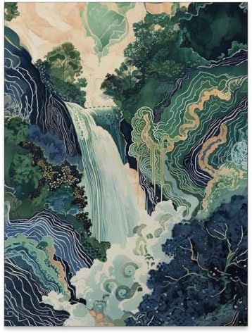 Japanese Landscape Prints Poster Abstract Nature Mountain Canvas Wall Art by Unknown
