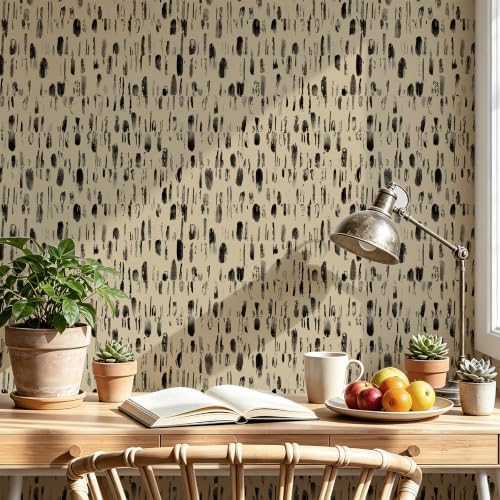 Safiyya Vintage Wallpaper Peel and Stick Brown Dots Wallpaper 17.3in x197in by SAFIYYA