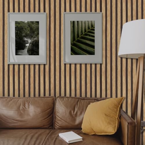 Abyssaly Brown Wood Slat Wall Panel Peel and Stick Wallpaper - Image 7