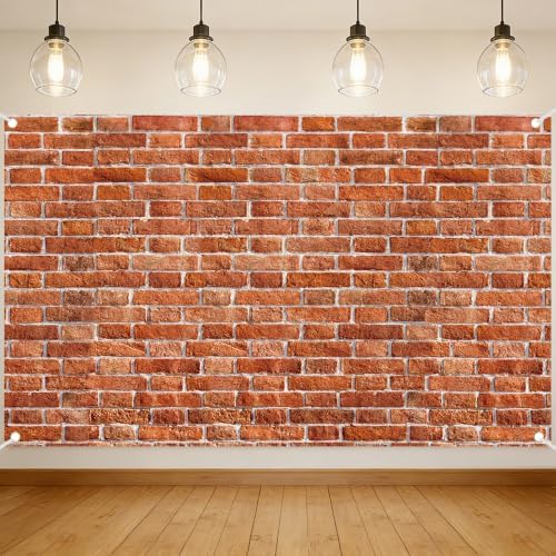 Brick Stone Wall Backdrop Removable Wallpaper Wall Retro Red 59x35 Inch by NIUBEHOHO