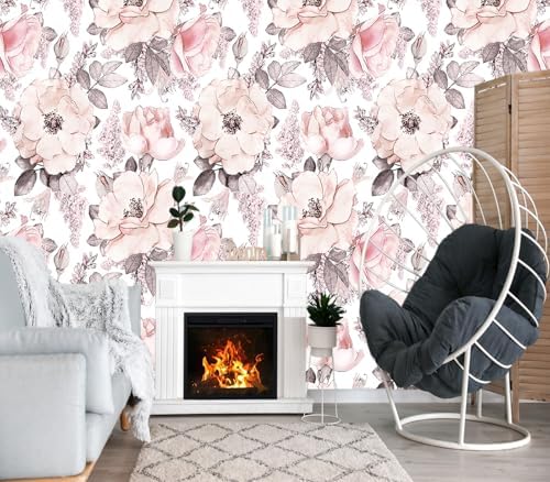 XMPMBM-Pink Flower backsplash Large Decorative Wallpaper Peony Floral Bedroom - Image 2