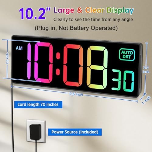 Soobest Digital Wall Clock, Remote Control Electric Timer Seconds - Image 2