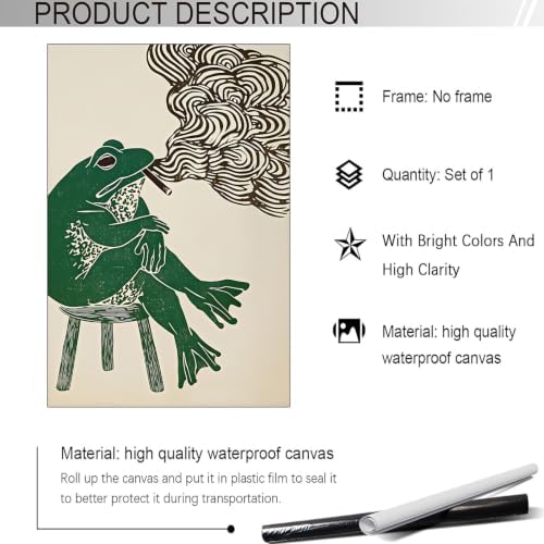 Unframed Smoking Frog Canvas Wall Art 16x20in - Image 3