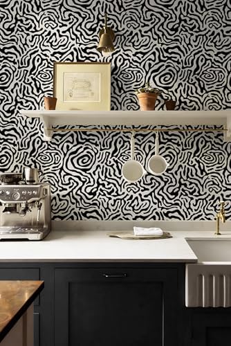 Black and Cream White Peel and Stick Wallpaper Abstract Geometric Self Adhesive - Image 6