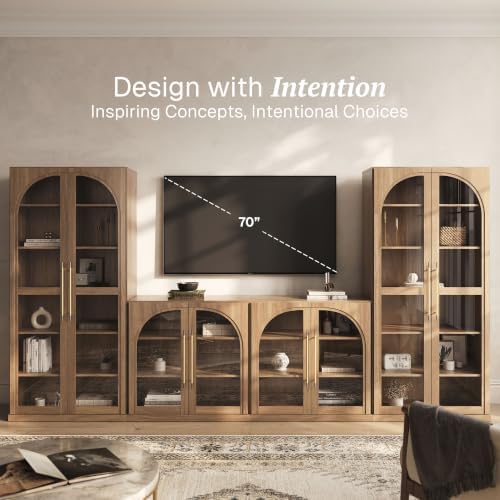BELLEZE Jagger 128" Wall Unit 3-Piece Modular TV Stand - Image 3