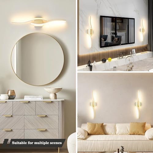 Daunton Modern Gold Wall Light Fixture Set of 2, RC Dimmable LED Wall Light - Image 6