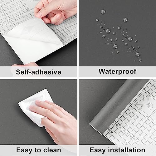 Arthome 23.6''x200'' Dark Grey Contact Paper, Self Adhesive Wallpaper - Image 6