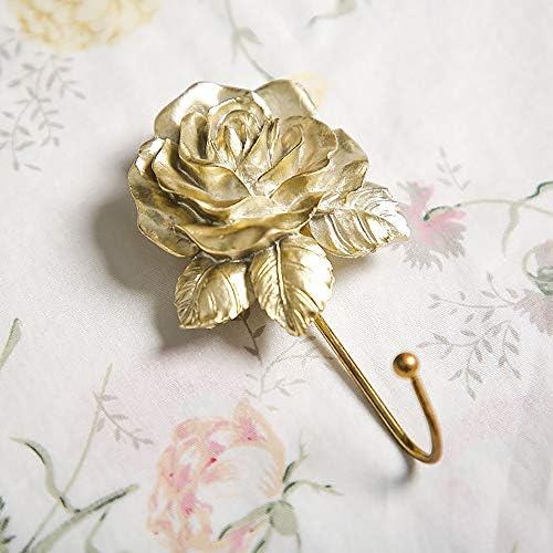 2 Pcs Gold Rose Decorative Wall Hooks, Resin Flower Towel & Key Hooks - Image 5