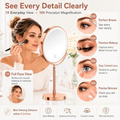 DEIOVWXS Makeup Mirror, Rechargeable Vanity Mirror - Image 2