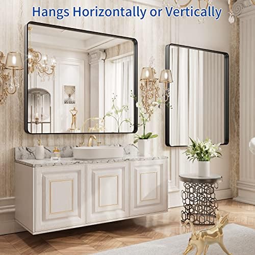WEER Black Bathroom Vanity Mirror 36X30 Inch - Image 5