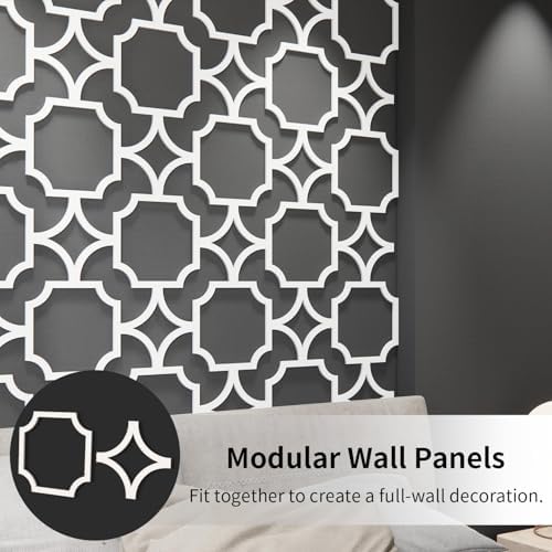 Decorative Modular Fretwork 3D Wall Panels, Star Lattice White - Image 3