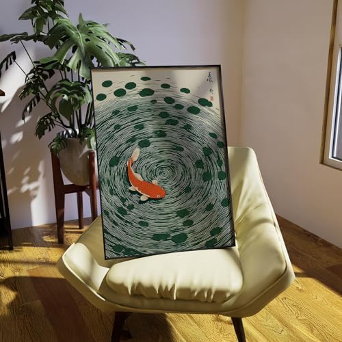 Japanese Koi Fish Black Framed Poster Oriental Asian Lucky Carp Canvas Wall Art - Image 4