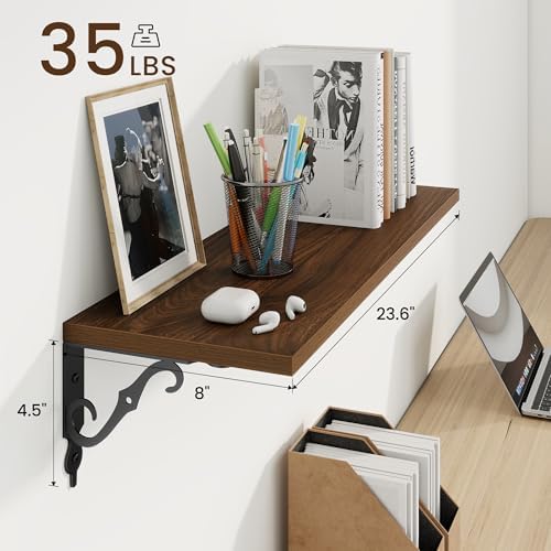RICHFOCUS Floating Shelves for Wall Decor, 24Inch Shelves Set of 2, 24W x 8D - Image 3