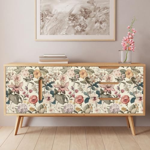 Jeweluck Vintage Floral Wallpaper Peel and Stick Wallpaper 16.9”x393.7” - Image 3