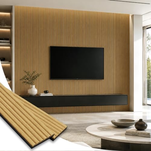 SMARTSTANDARD Wood Fluted Acoustic Wall Panels, Classic Oak by SMARTSTANDARD