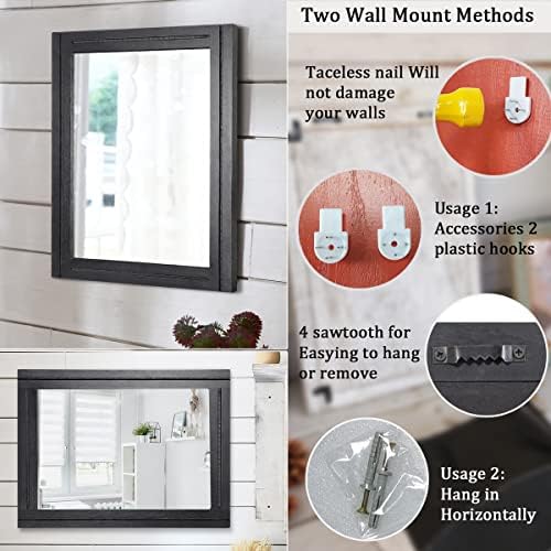 AAZZKANG Black Mirrors for Wall Rectangle Wood Framed Large Hanging Mirror - Image 3