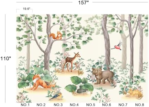Adorable Watercolor Forest Animal Friends Kids Room Wallpaper - Image 5