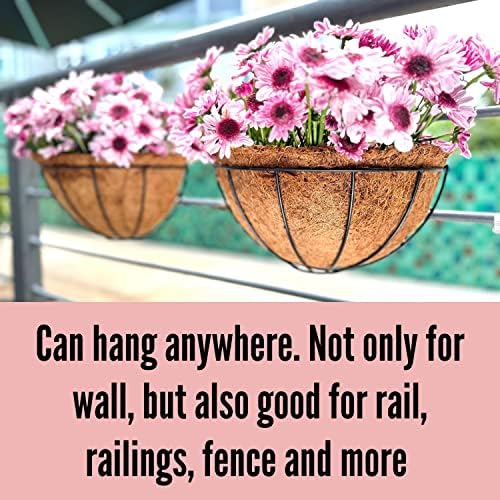 LaLaGreen Wall Planter Black Metal Coco Liner Flower Pots - Image 7