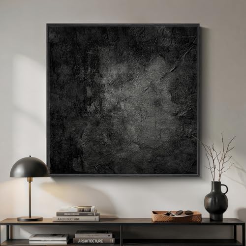 Large Framed Black Abstract Canvas Wall Art Decor by Cuspin
