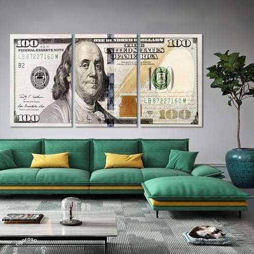 Yatsen Bridge 3 Panels Inspirational Canvas Wall Art 100 Bill Cash Benjamin - Image 3