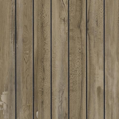 CHIHUT Weathered Brown Faux Wood Grain Peel and Stick Wall Panels 24"x197" - Image 7