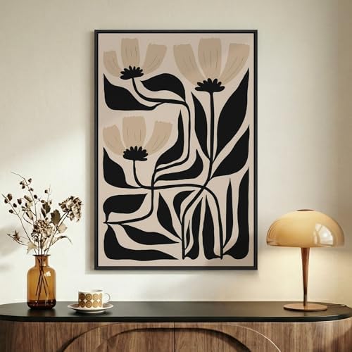 Framed Boho Neutral Abstract Floral Wall Art by Cuspin