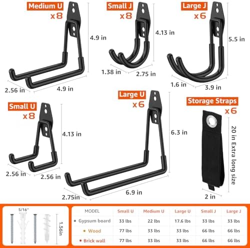 42-Pack Heavy Duty Wall Mount Garage Hooks - Image 2