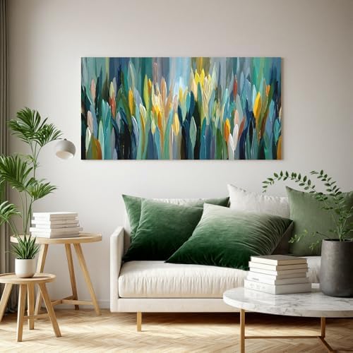 Vibrant Teal Green Abstract Canvas Wall Art - Image 5