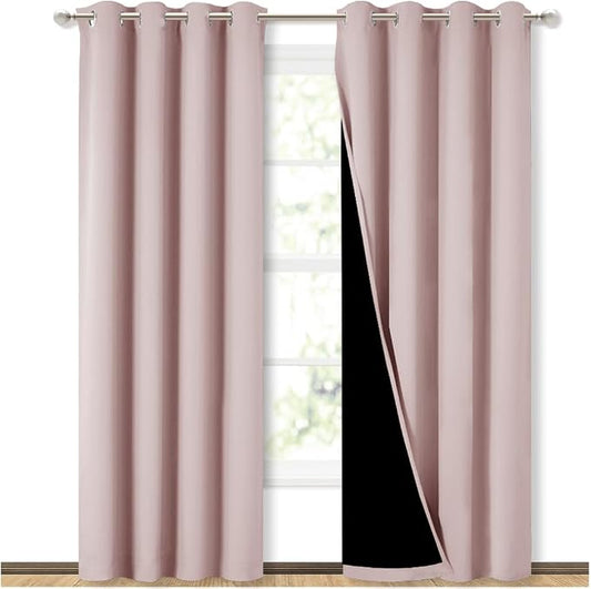NICETOWN 100% Blackout Window Curtain Panels 84" Long, Blush Pink, 2 Pieces by NICETOWN