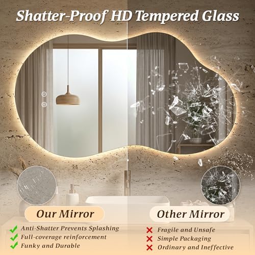 Irregular Wall Mirror for Bathroom 24X40 Inch Asymmetrical Mirror - Image 4