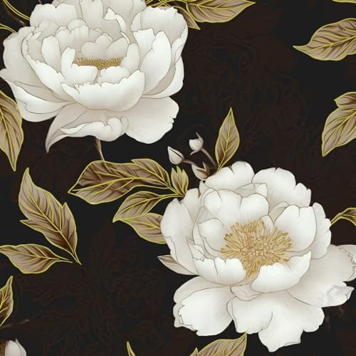 BOKEBEVE Leaf Wallpaper Peel and Stick Vintage Black Brown 17.5 x 393.5In by BOKEBEVE
