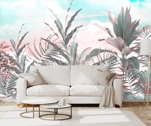 Toolhom Tropical Leaves Flowers Seamless Pattern Mural - Image 2